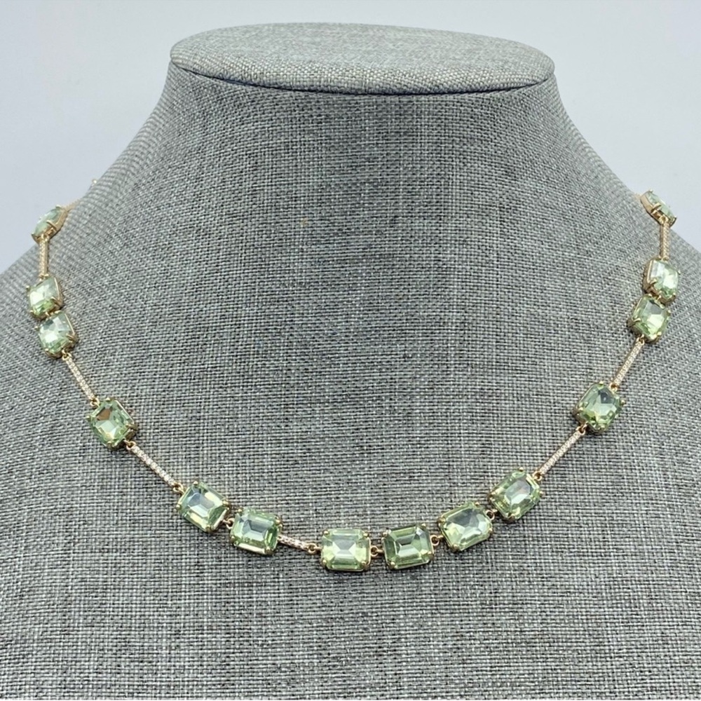 Delicate Pale Green Crystal Station Necklace - Picture 2 of 9